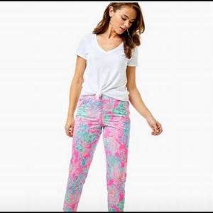 Lilly Pulitzer run around pants in Seaing Things